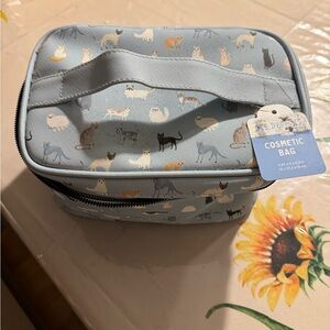 Cute Cat Print Cosmetic Bag - Blue